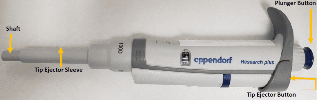 Eppendorf Research Plus external parts labeled