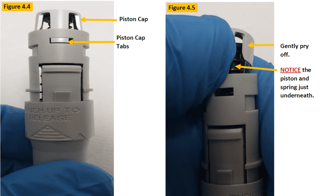 Fig 4.4-4.5,  removing the piston cap