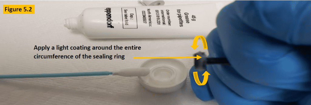 Fig 5.2, light coating of lubricant on sealing ring